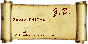 Zakar Dóra névjegykártya